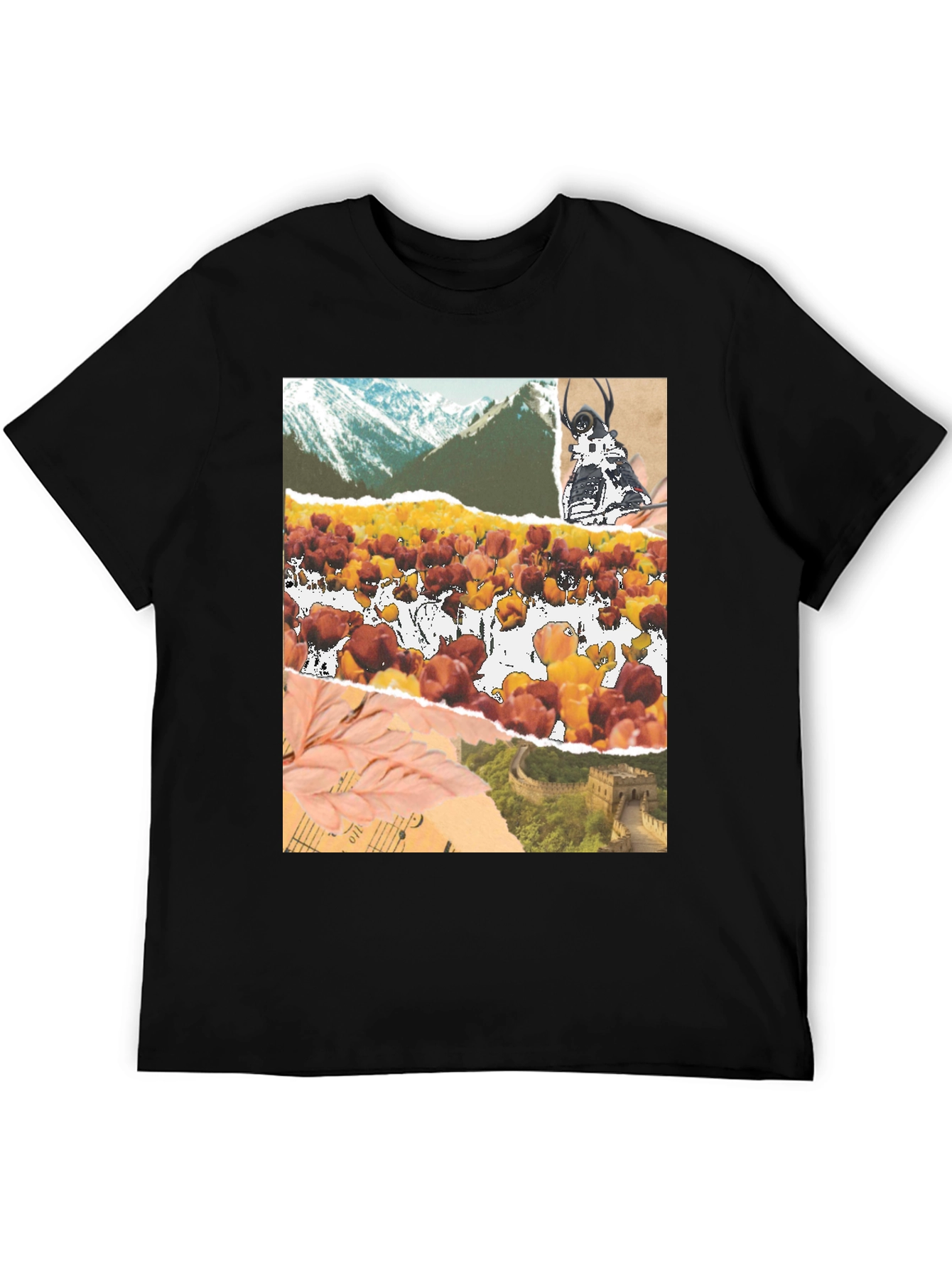 Black Collage Print Black T-Shirt view 5