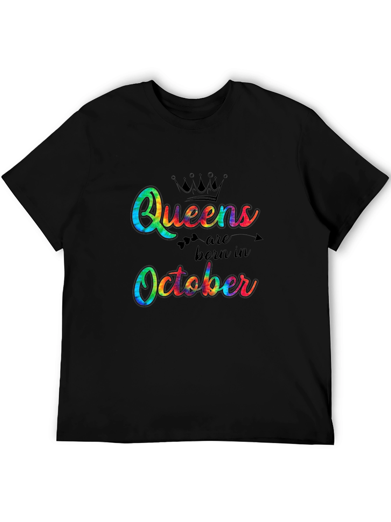 Black Queens Are Born in October Tie Dye T-Shirt view 5