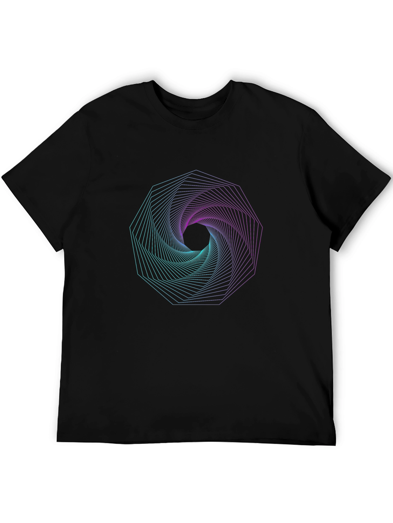 Black Geometric Vortex Graphic Print T-Shirt view 5