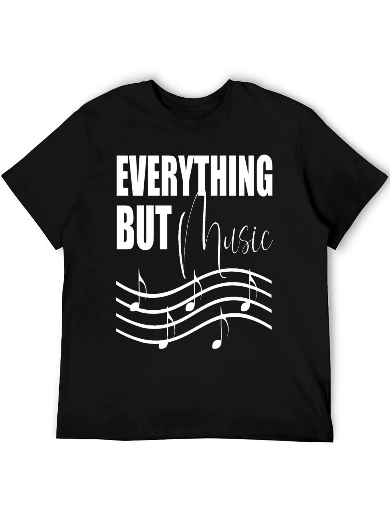 Black Everything But Music Men's T-Shirt view 5