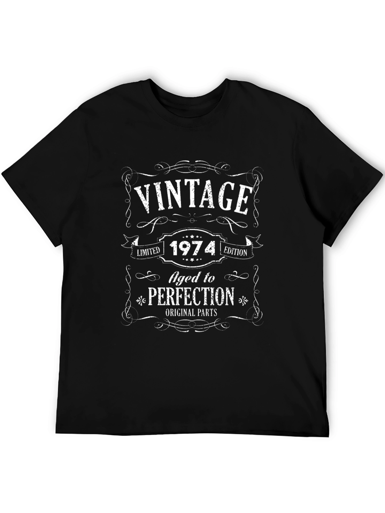 Black Vintage 1974 Aged to Perfection Black T-Shirt view 5