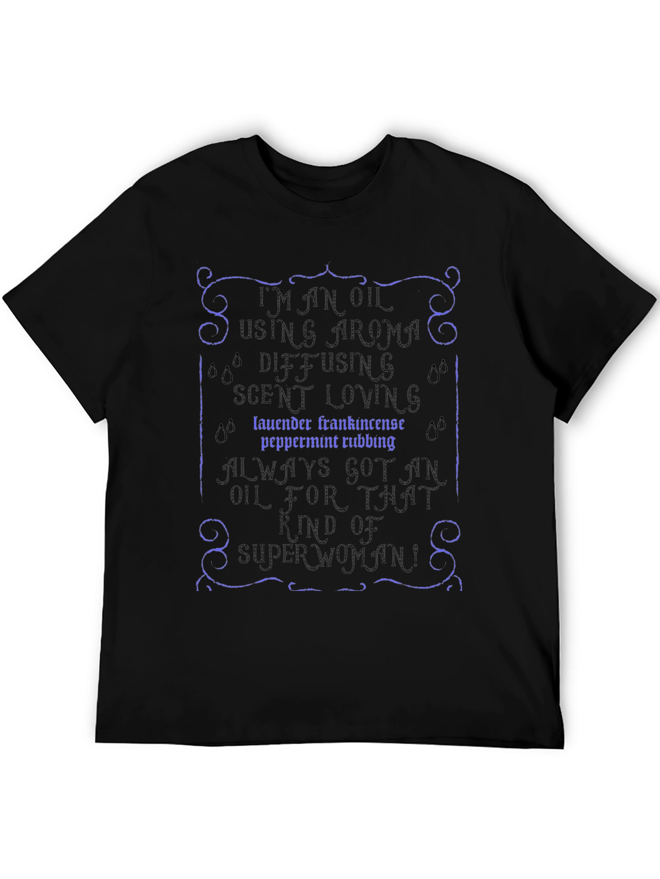 Black Essential Oil Superwoman T-Shirt - Aroma Diffusing Tee view 5