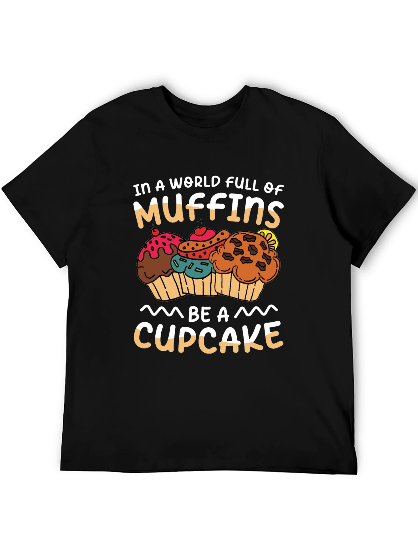 Black Muffin vs Cupcake Graphic Tee - Sweet Treat Shirt view 5