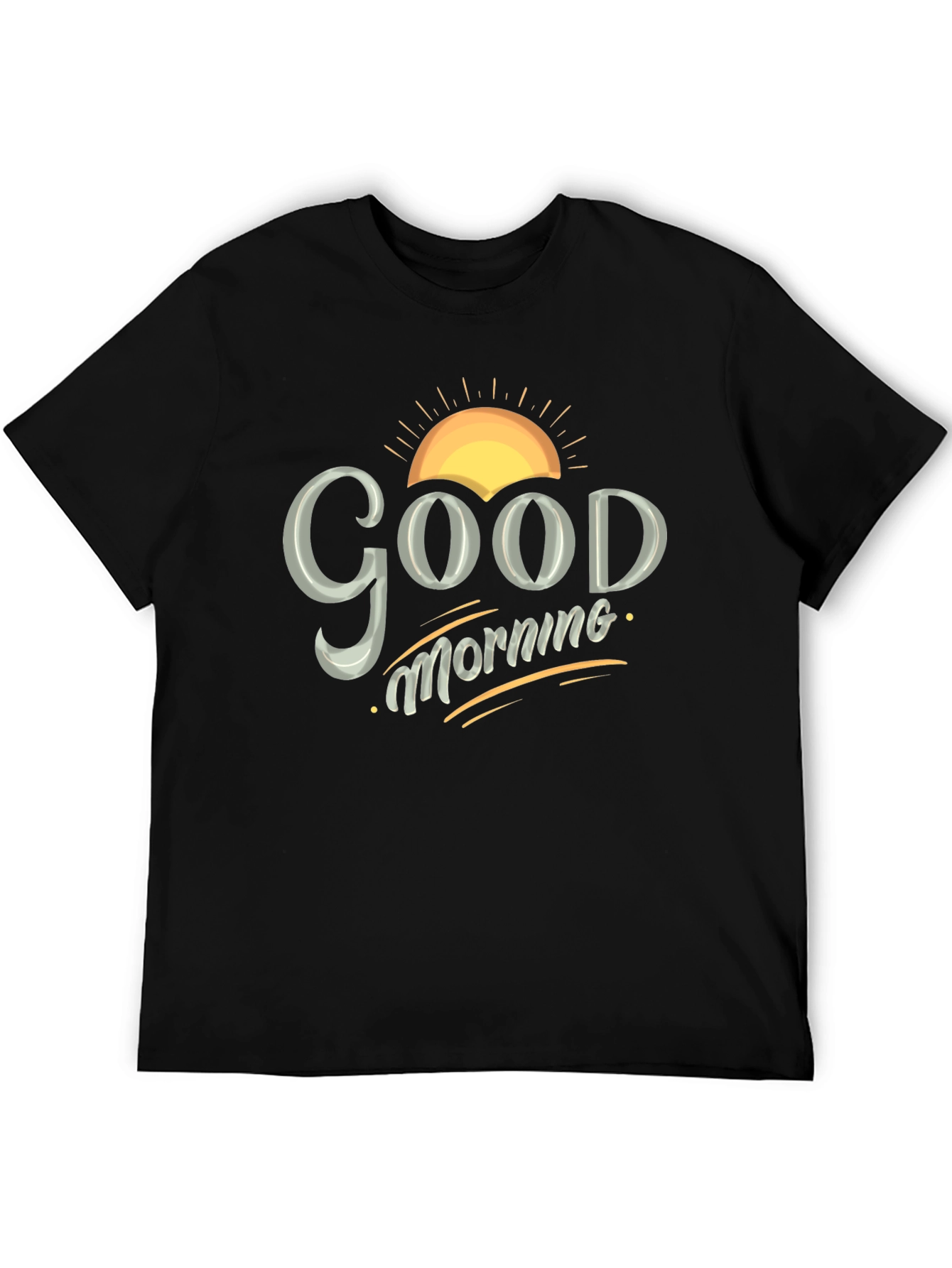 Black Good Morning Graphic Tee - Men's Black T-Shirt view 5