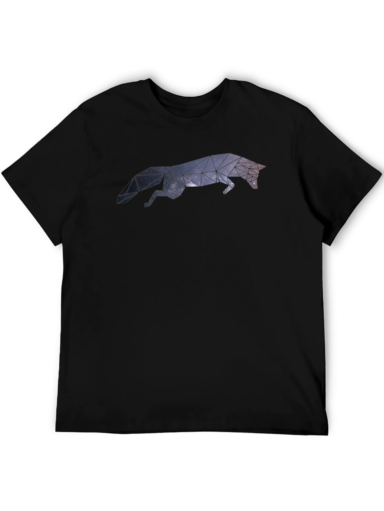 Black Geometric Galaxy Fox Black T-Shirt view 5