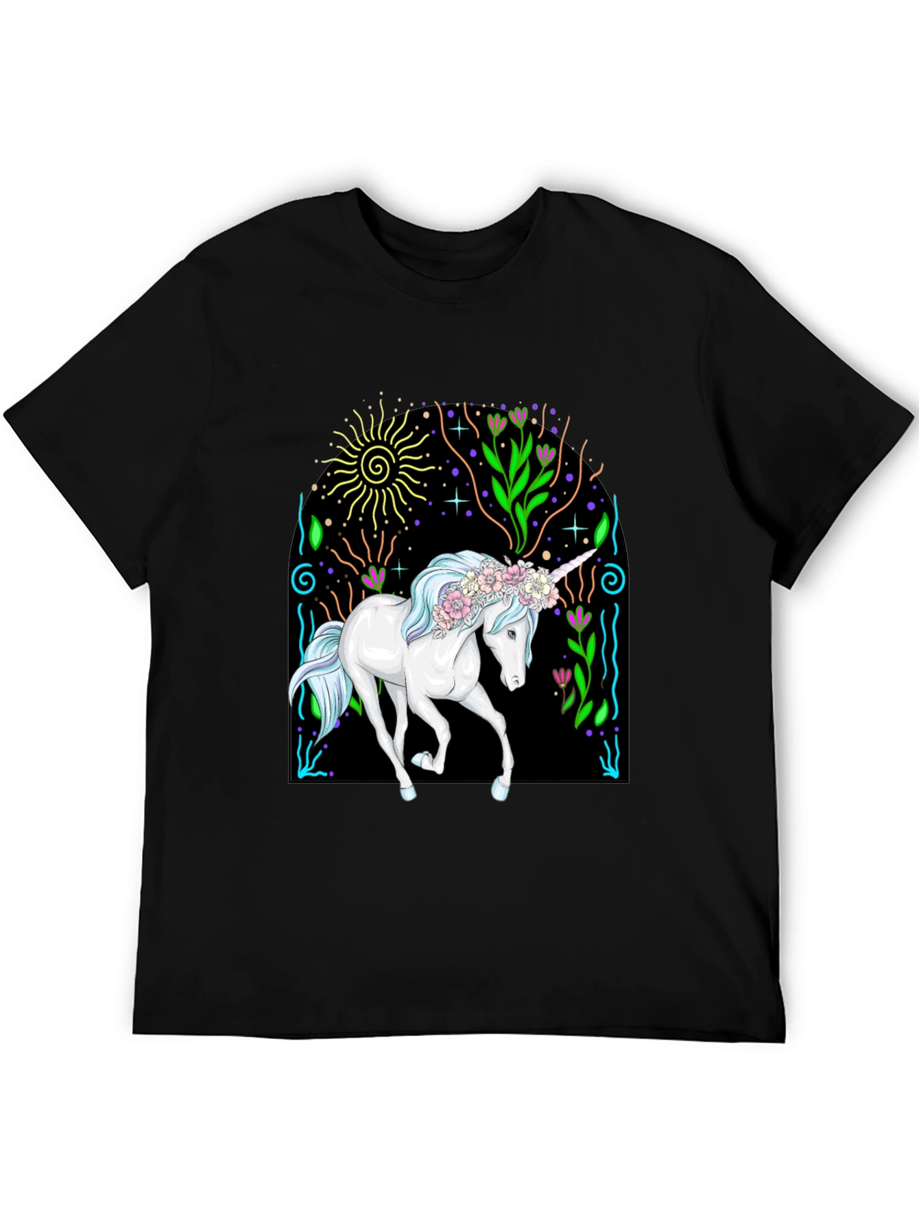 Black Unicorn Graphic Tee - Black Cotton T-Shirt view 5