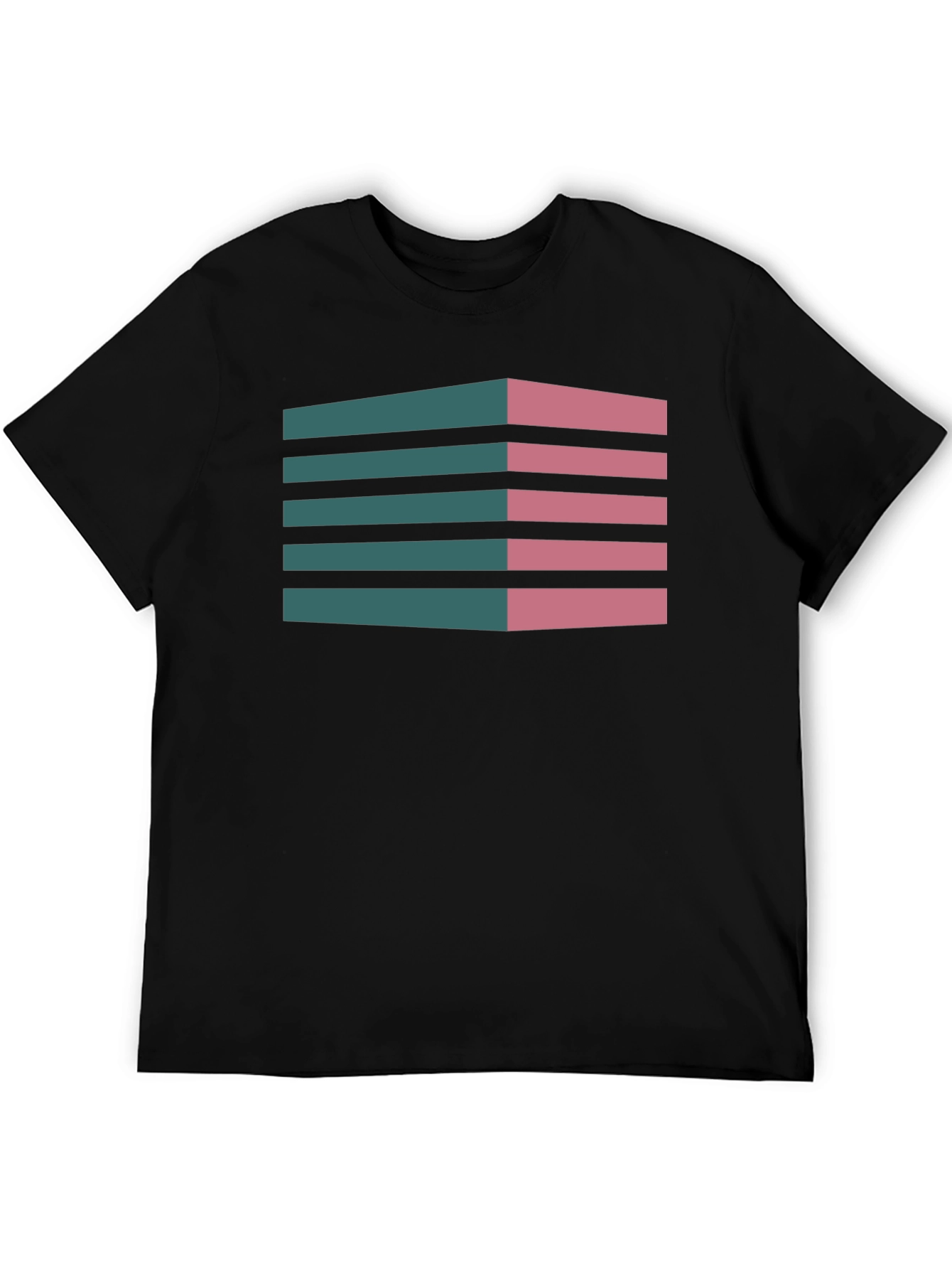 Black Geometric 3D Stripes T-Shirt view 5