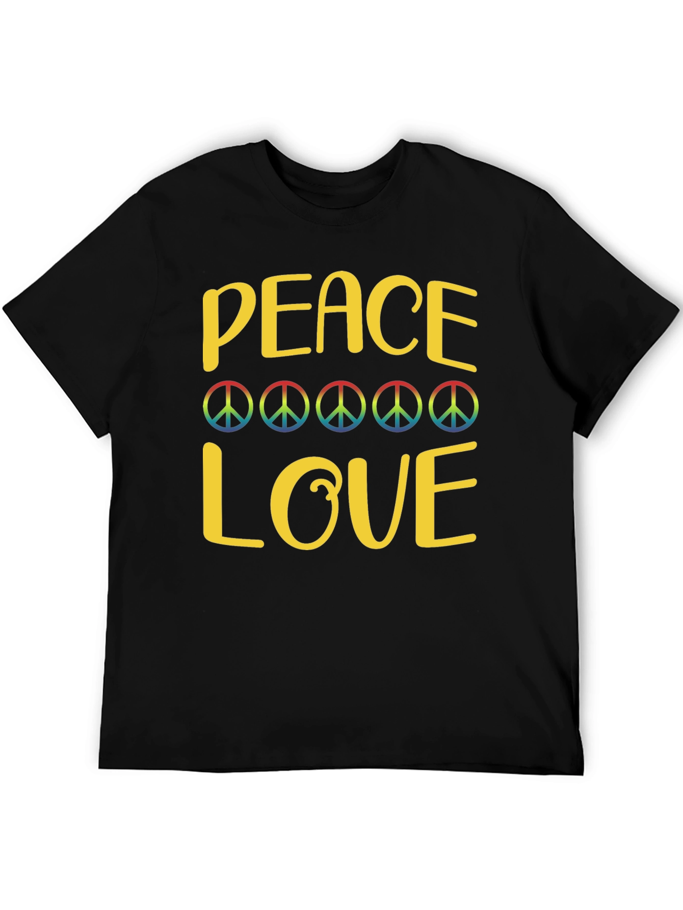 Black Peace and Love Graphic T-Shirt - Groovy Retro Design view 5