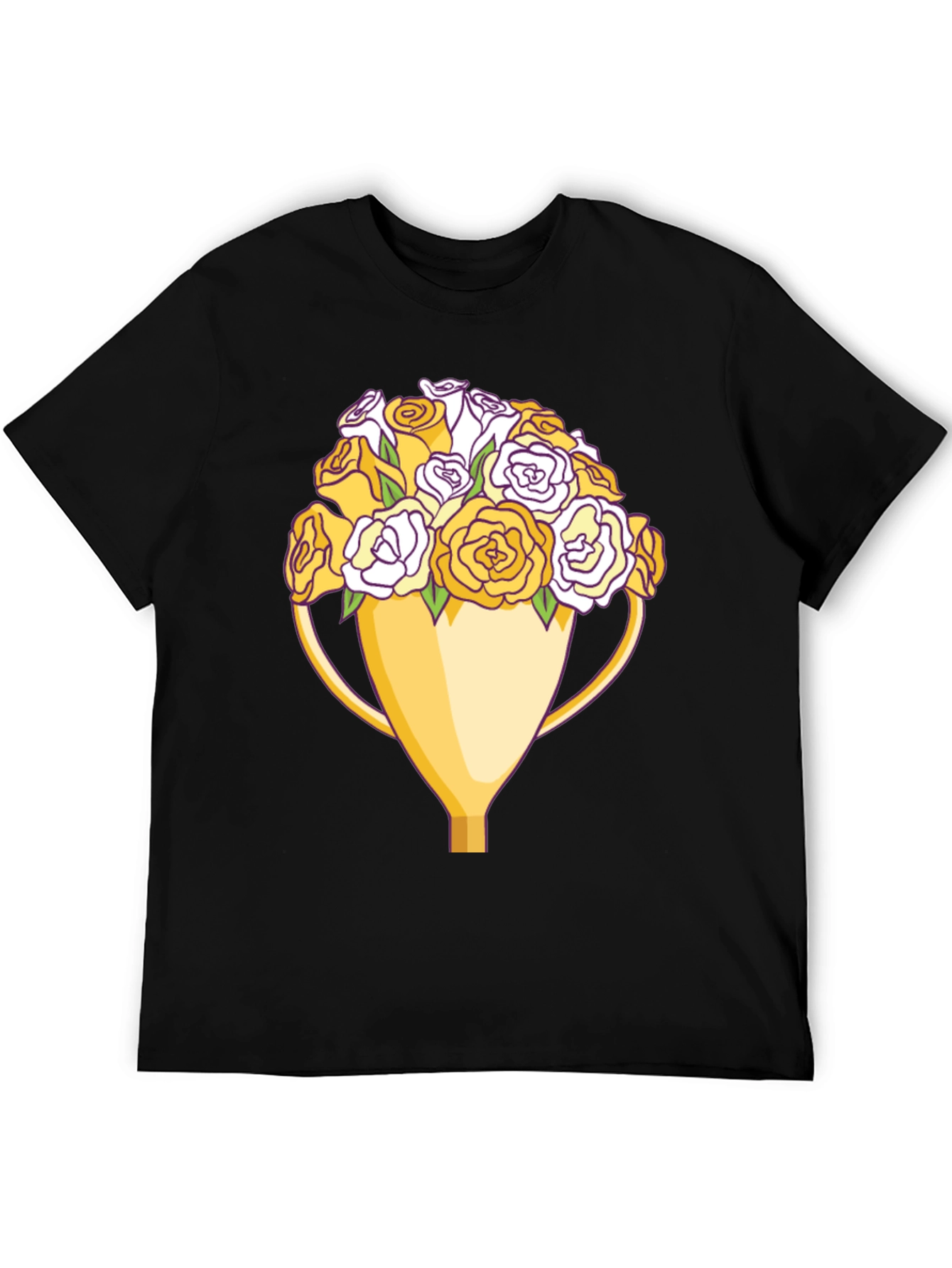 Black Floral Trophy Graphic Tee - Unique Design view 5