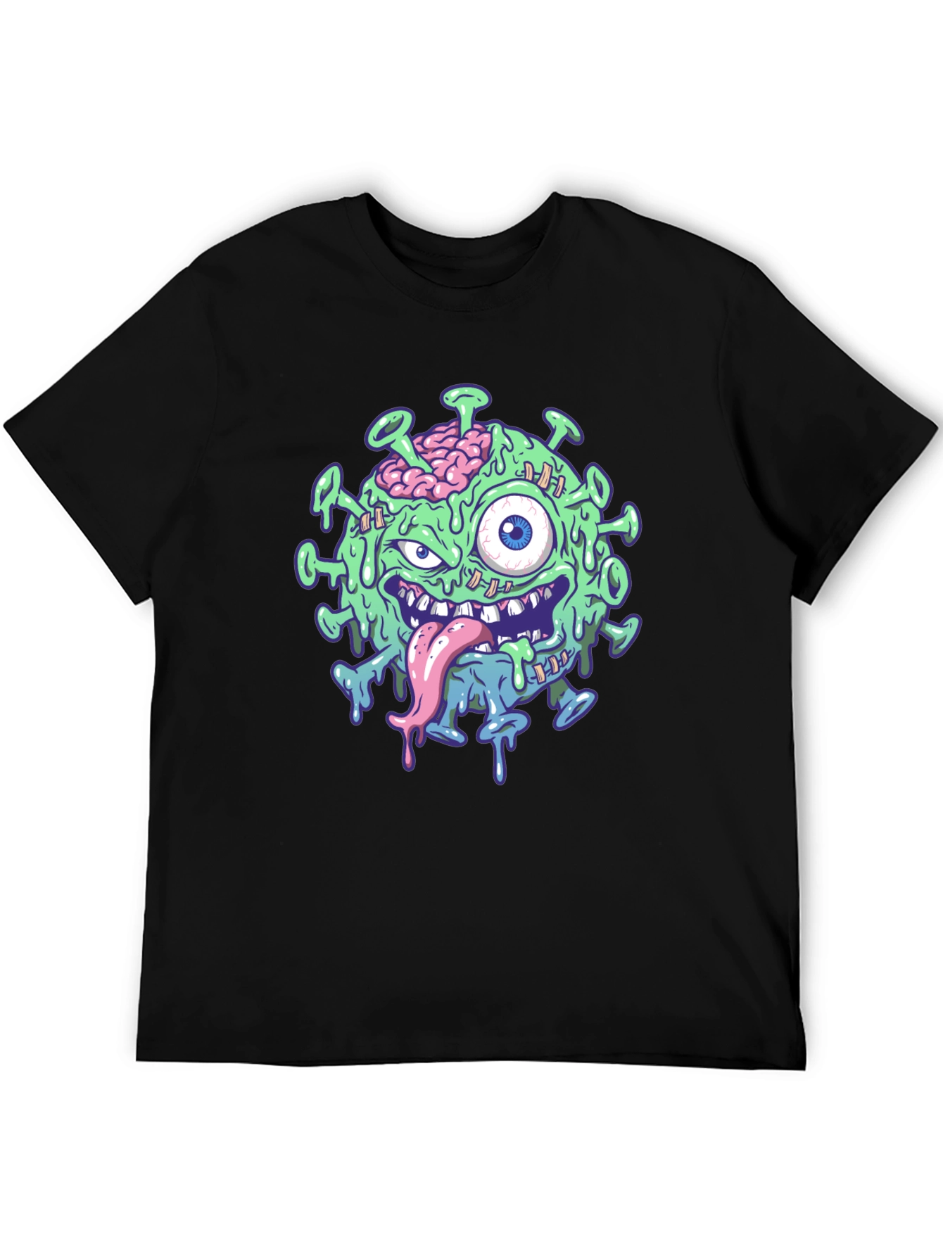 Black Zombie Virus Graphic T-Shirt - Black view 5