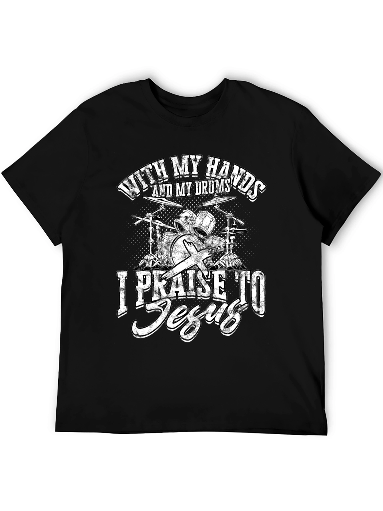 Black Drums and Jesus Graphic T-Shirt view 5