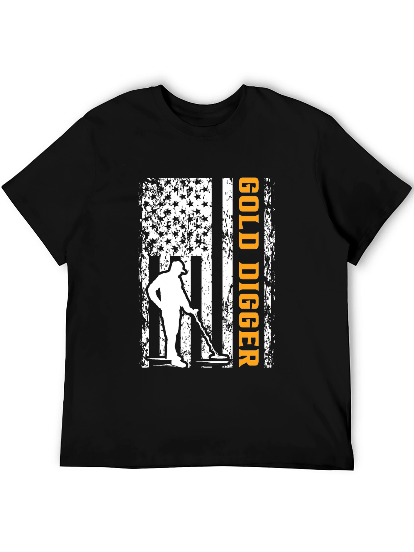 Black Gold Digger American Flag Graphic T-Shirt view 5
