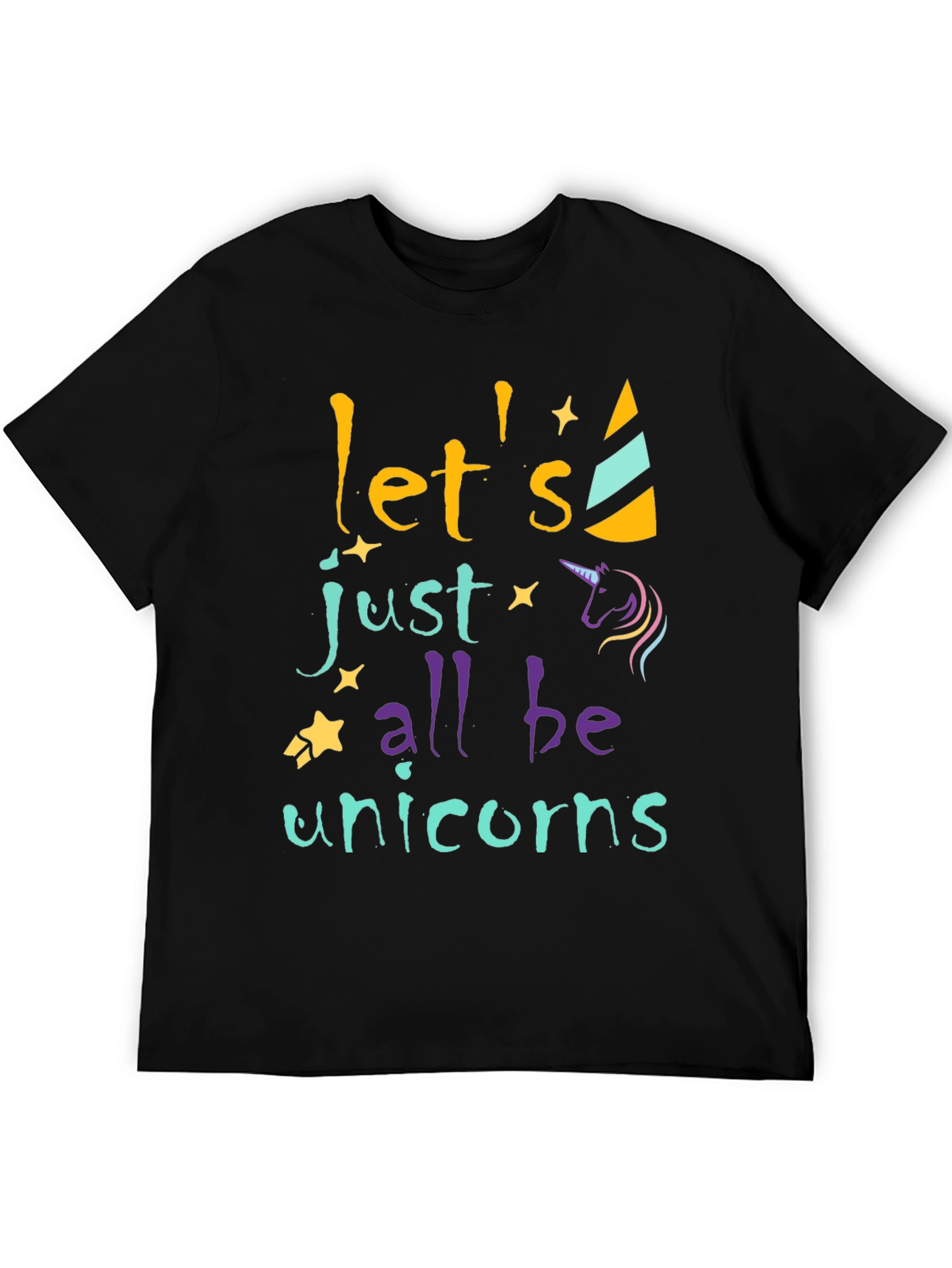 Black Let's All Be Unicorns Graphic Tee view 5