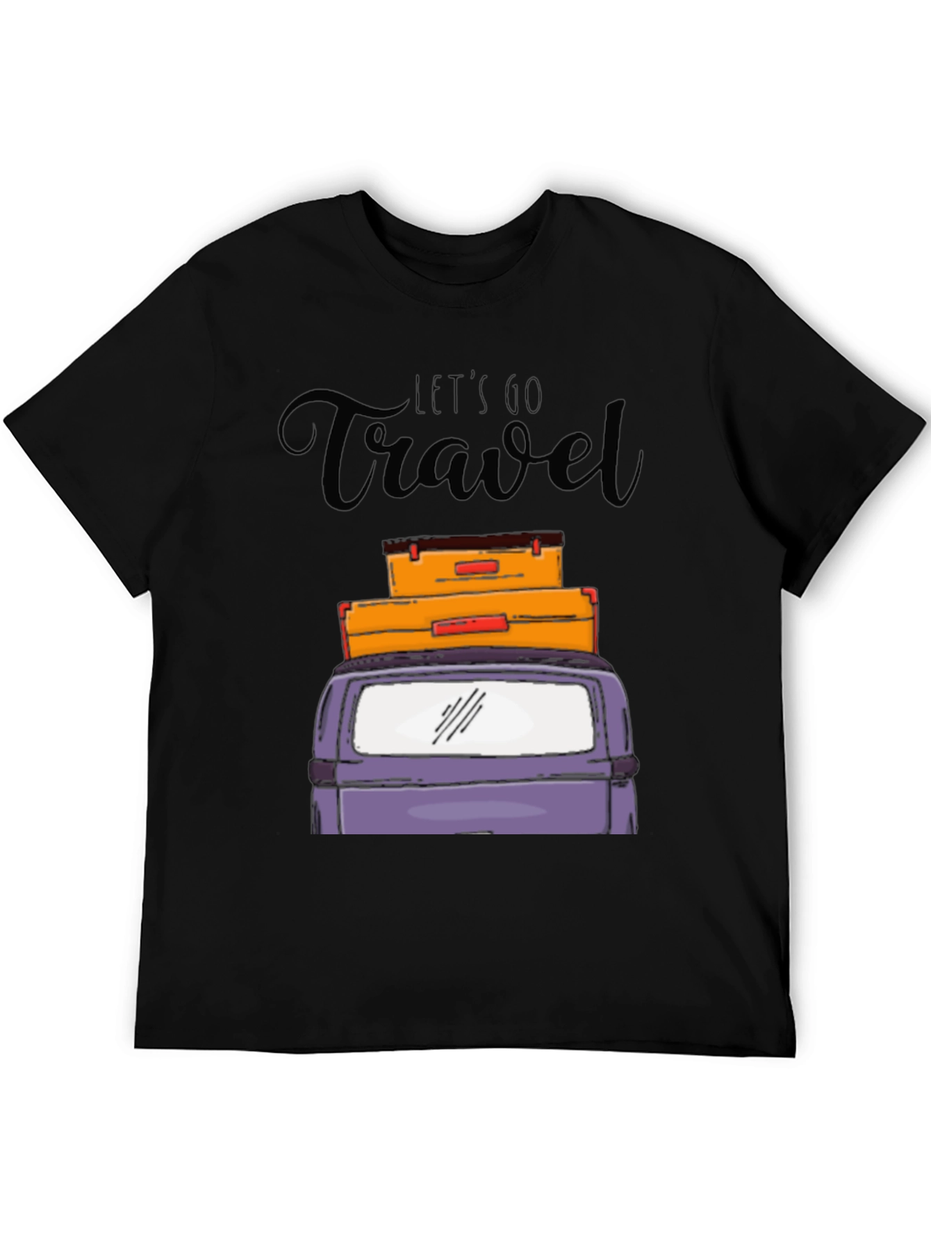 Black Let's Go Travel Graphic T-Shirt view 5