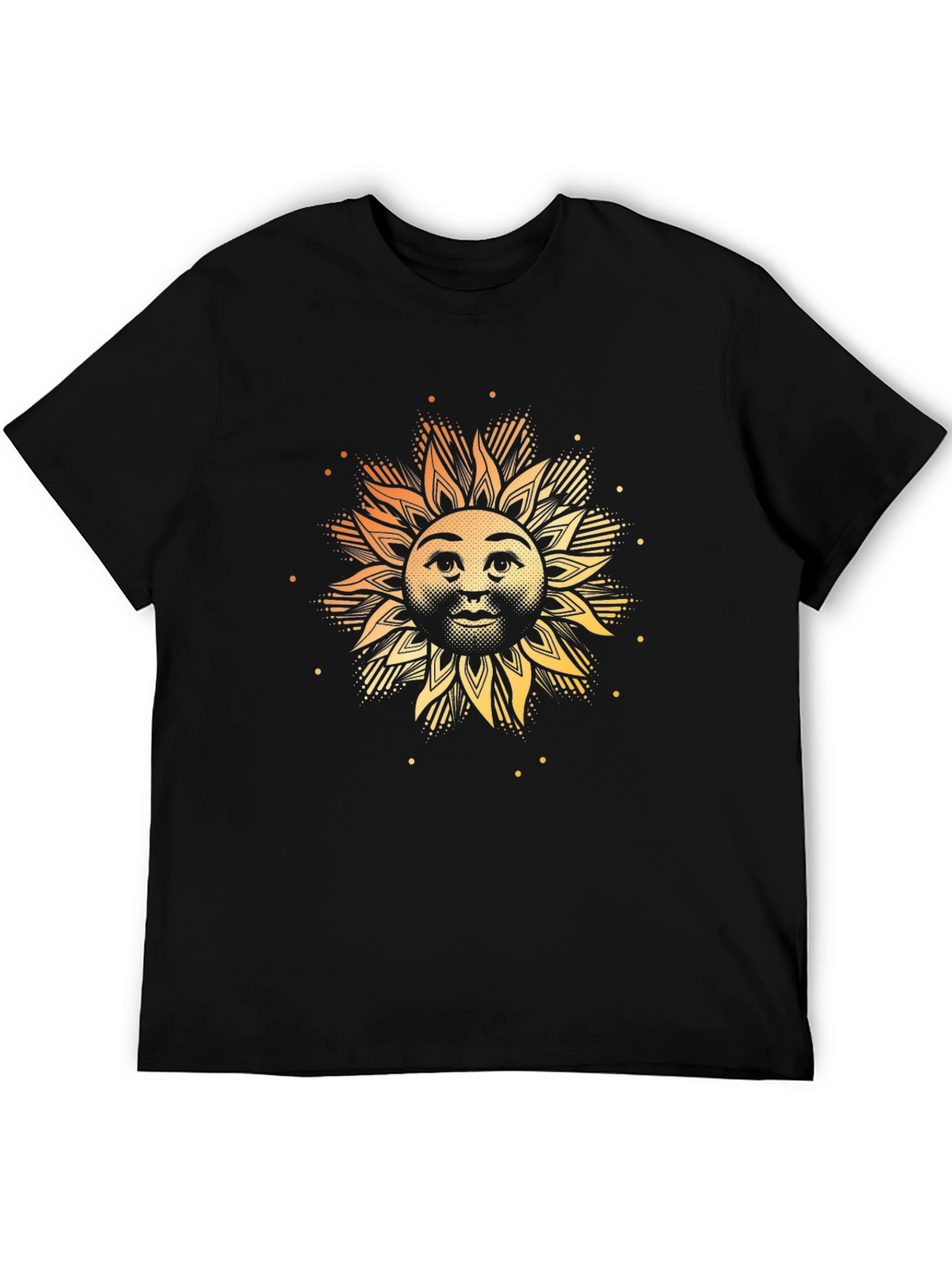 Black Sun Face Graphic Print Black T-Shirt view 5