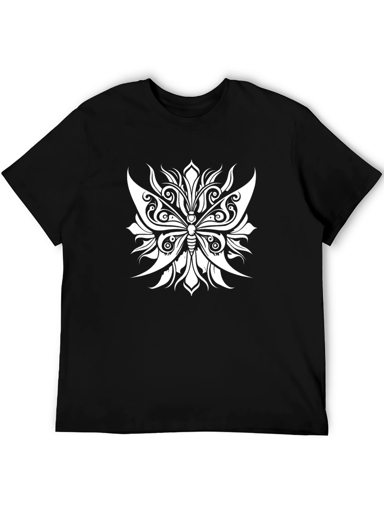 Black Butterfly Graphic Tee - Black Cotton T-Shirt view 5