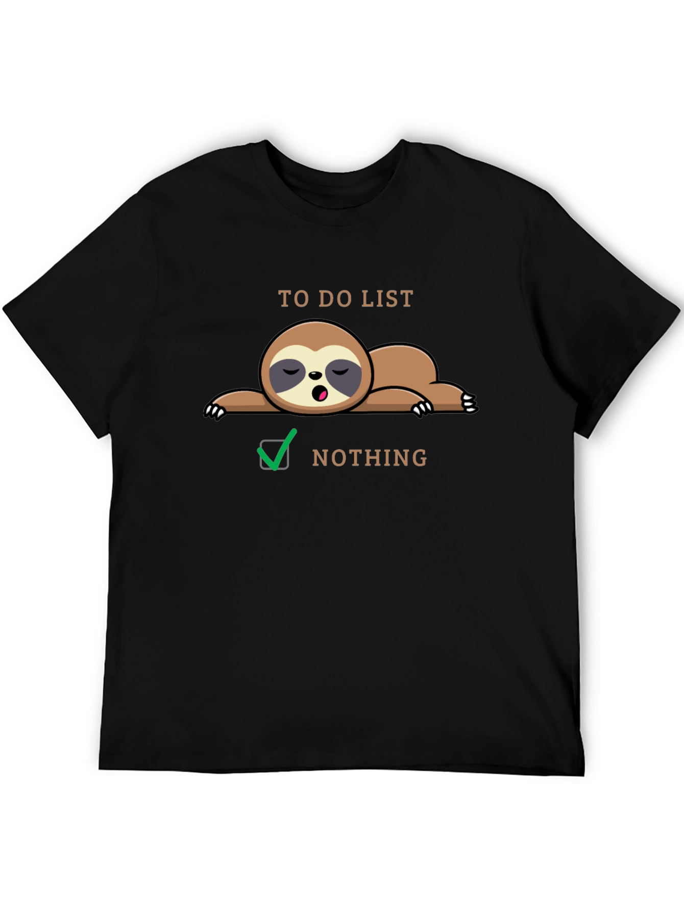 Black Lazy Sloth To-Do List Funny Graphic Tee view 5