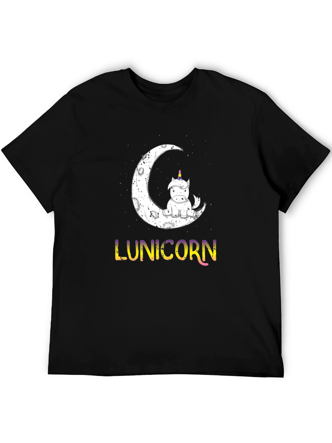 Black Lunicorn T-Shirt - Moon Unicorn Graphic Tee view 5