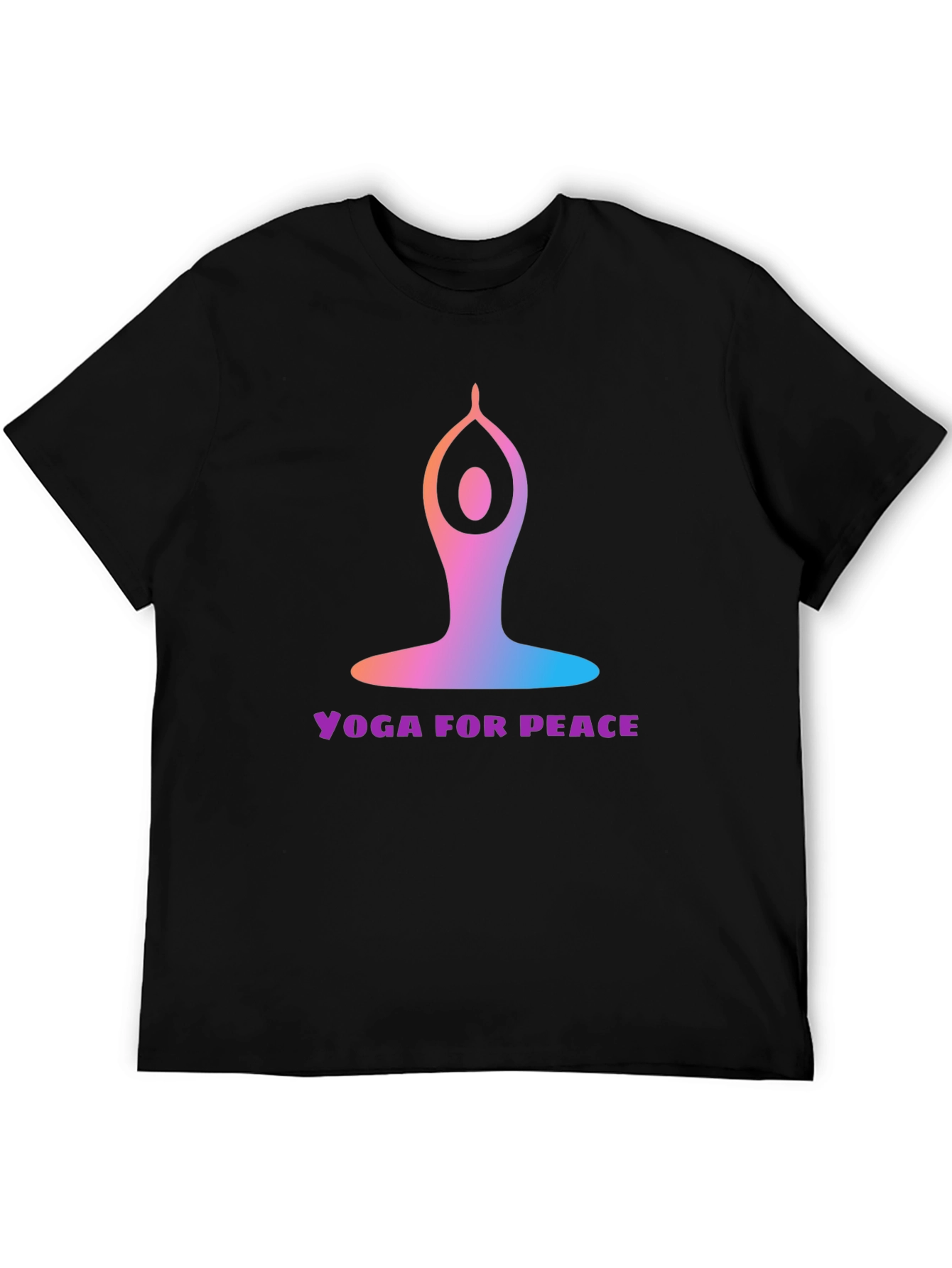 Black Yoga for Peace Graphic Tee - Black Cotton Blend view 5