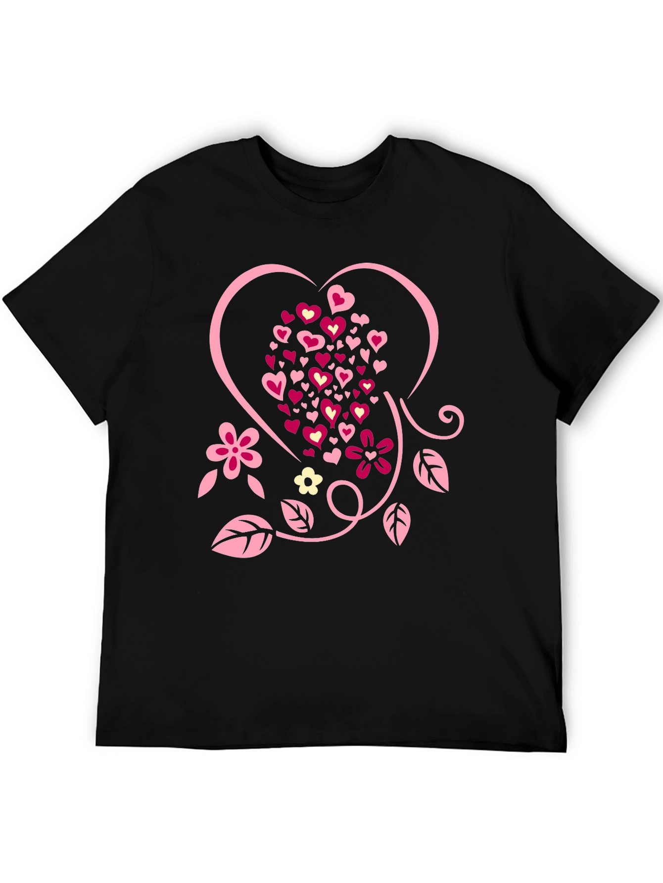 Black Heart & Floral Graphic Tee - Valentine's Day Shirt view 5