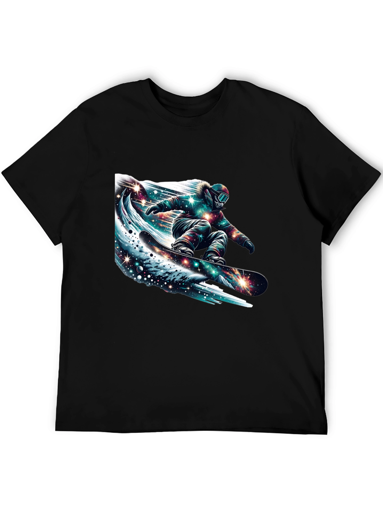 Black Galaxy Snowboarder Graphic Tee - Black view 5