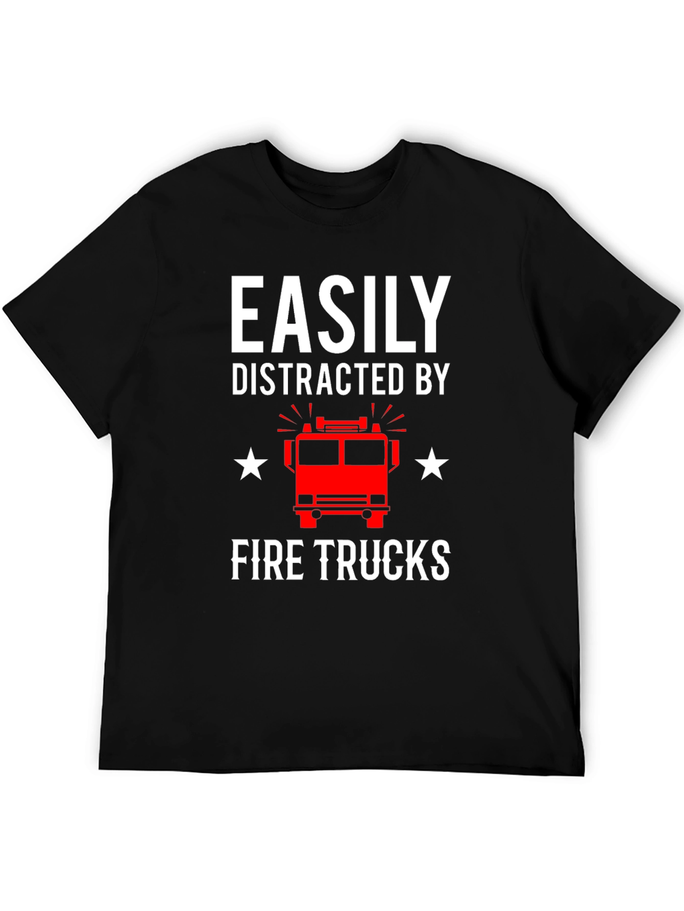 Black Easily Distracted By Fire Trucks Graphic Tee view 5