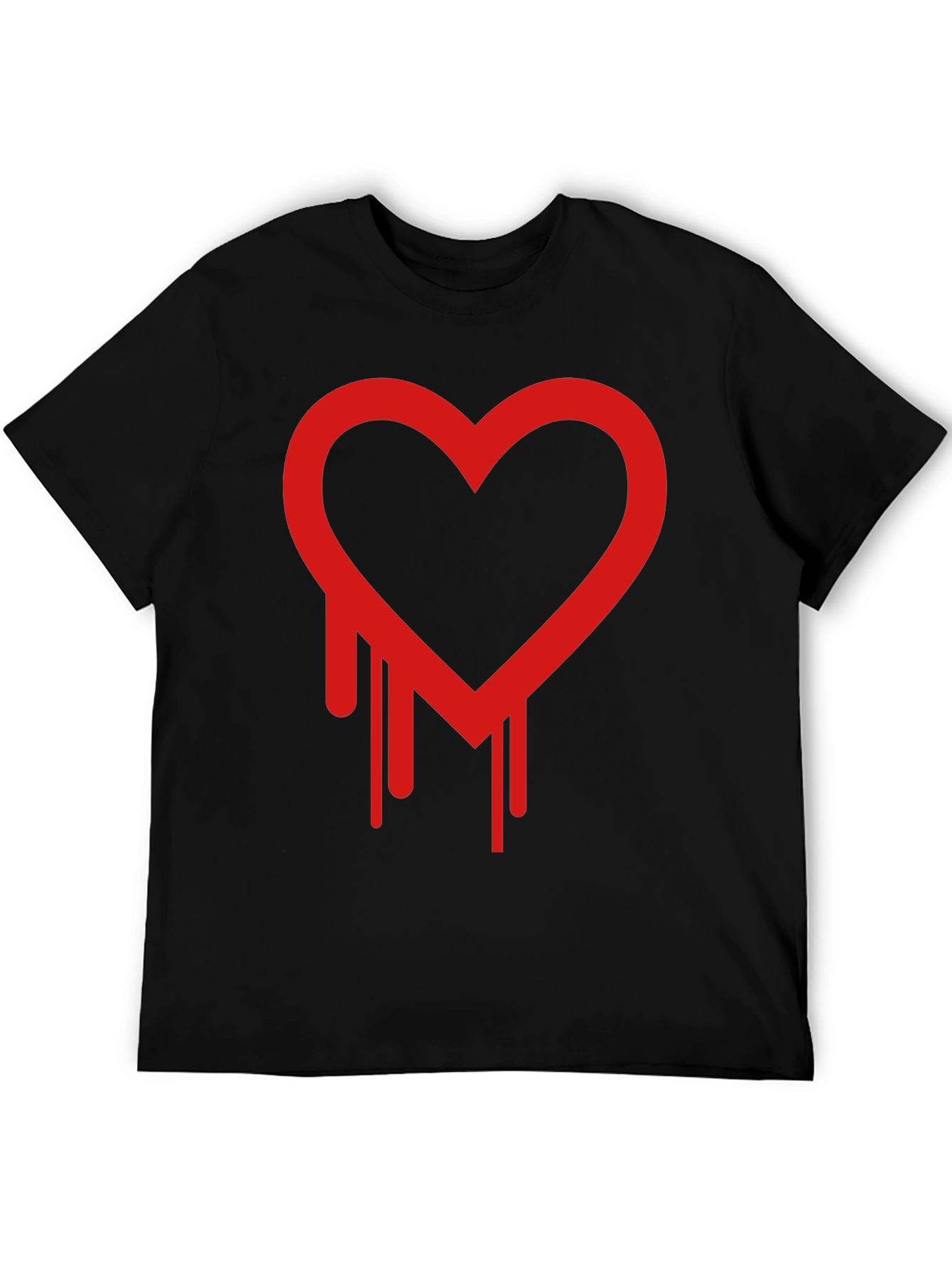 Black Dripping Heart Graphic Black T-Shirt view 5