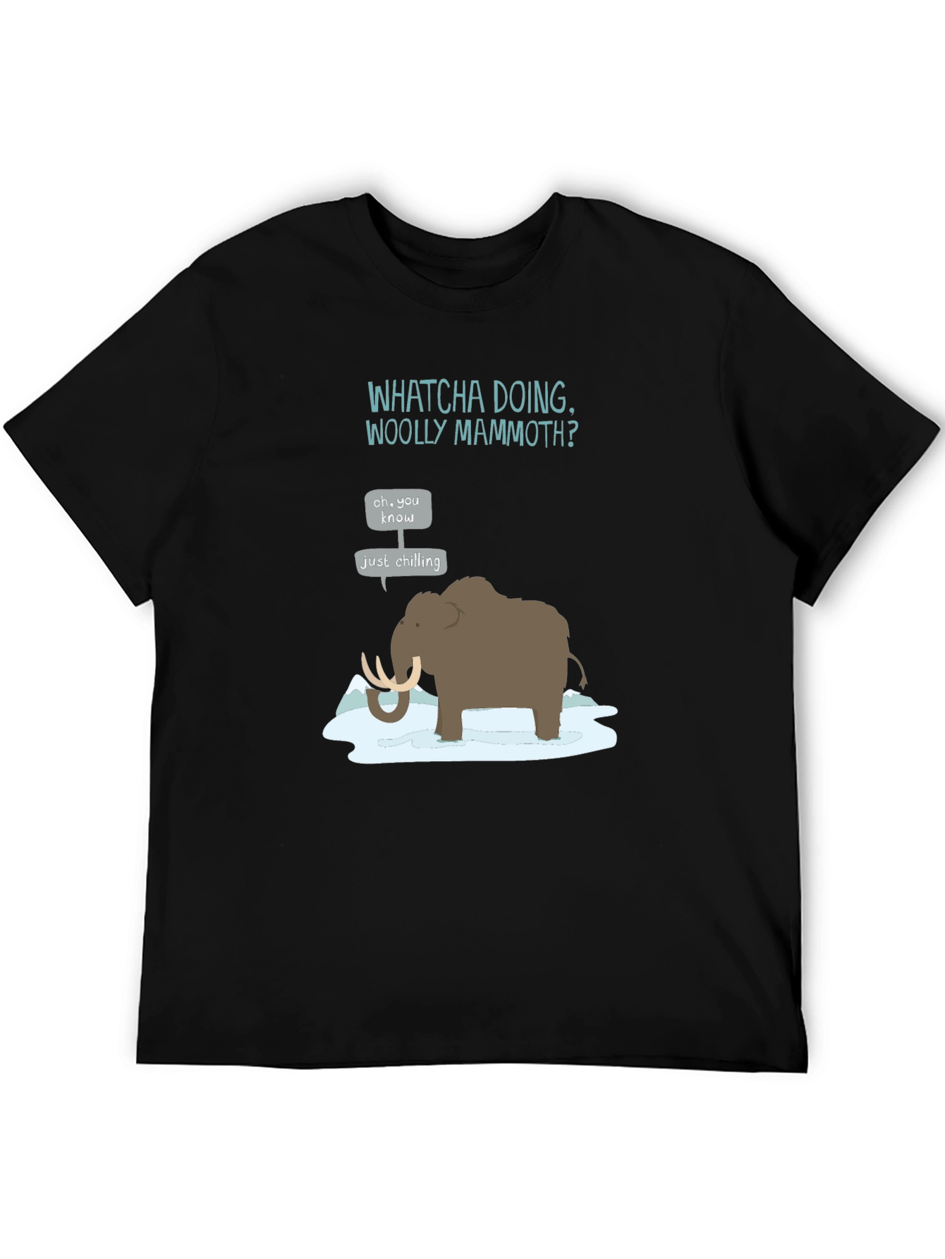 Black Whatcha Doing Woolly Mammoth? Graphic Tee view 5