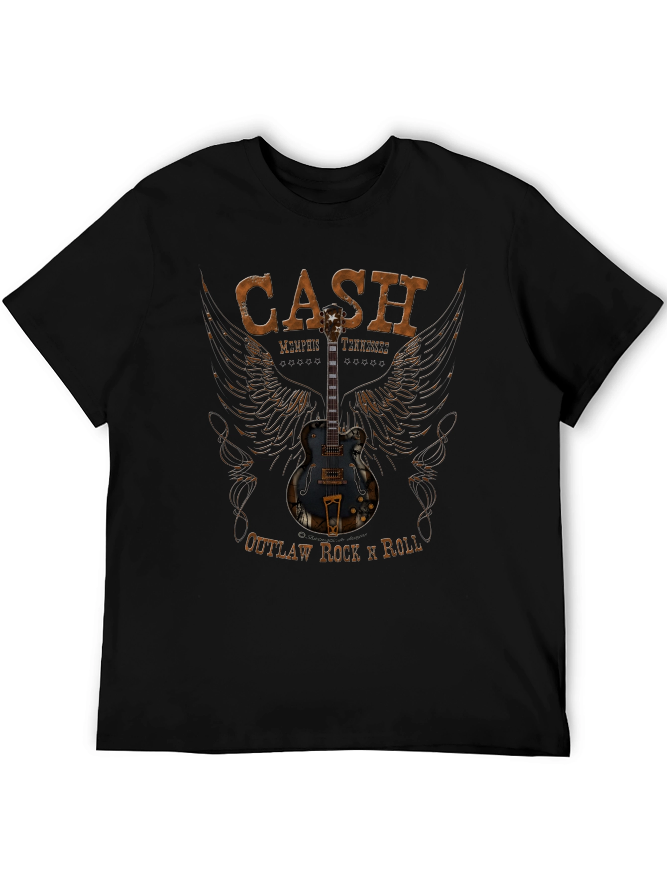 Black Men's Black CASH Memphis Rock N Roll Graphic Tee view 5