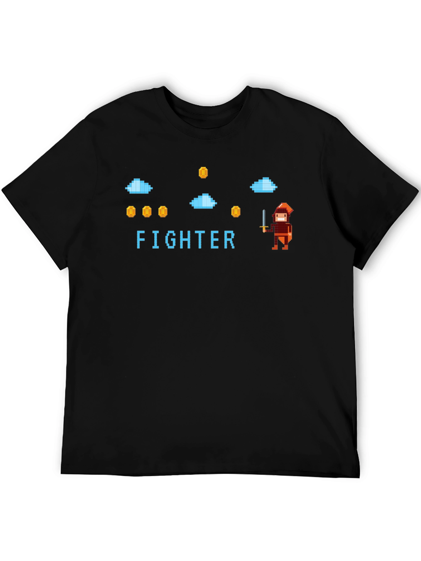 Black Retro Pixel Fighter Graphic T-Shirt view 5