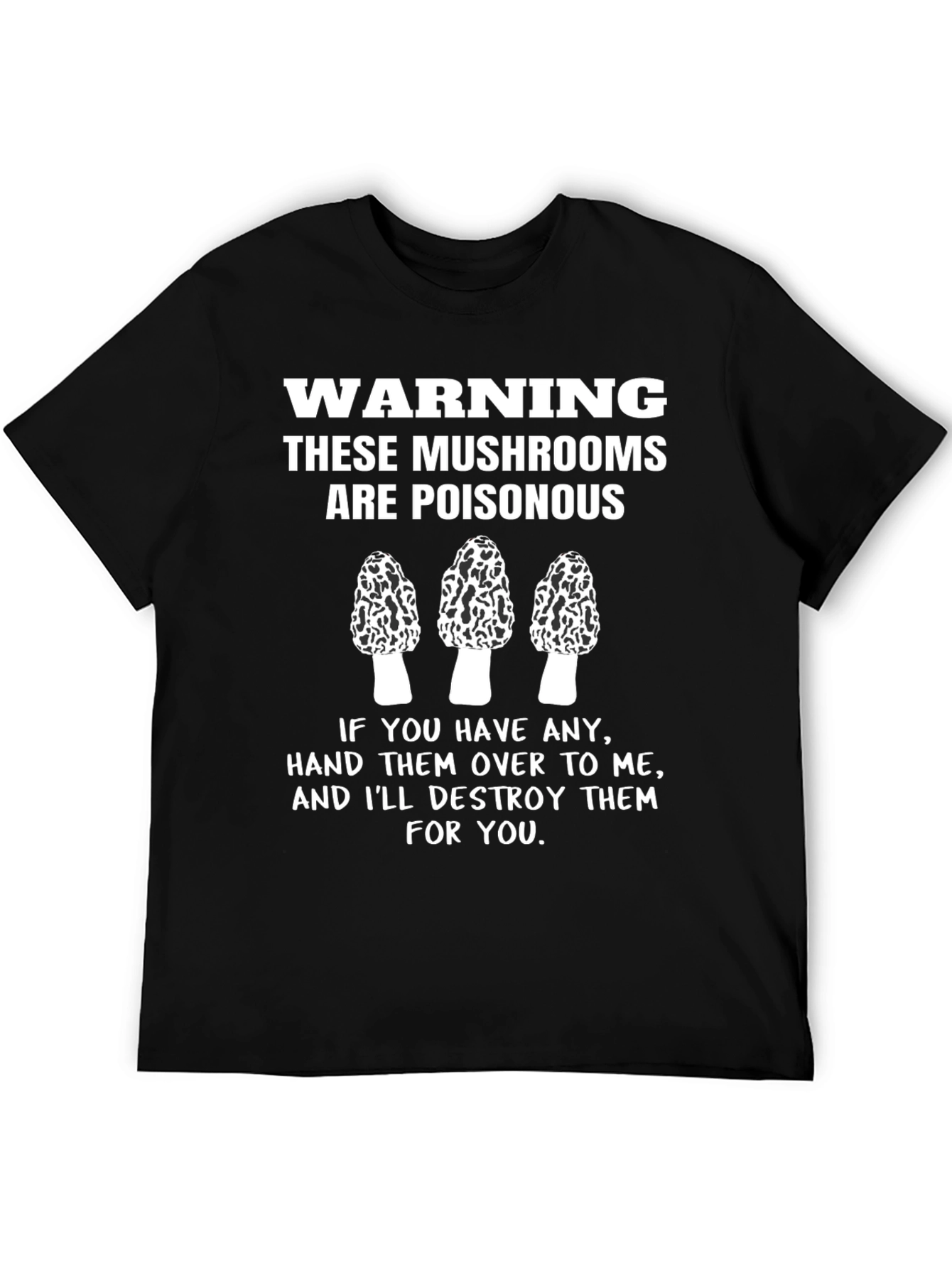 Black Warning Poisonous Mushroom T-Shirt view 5