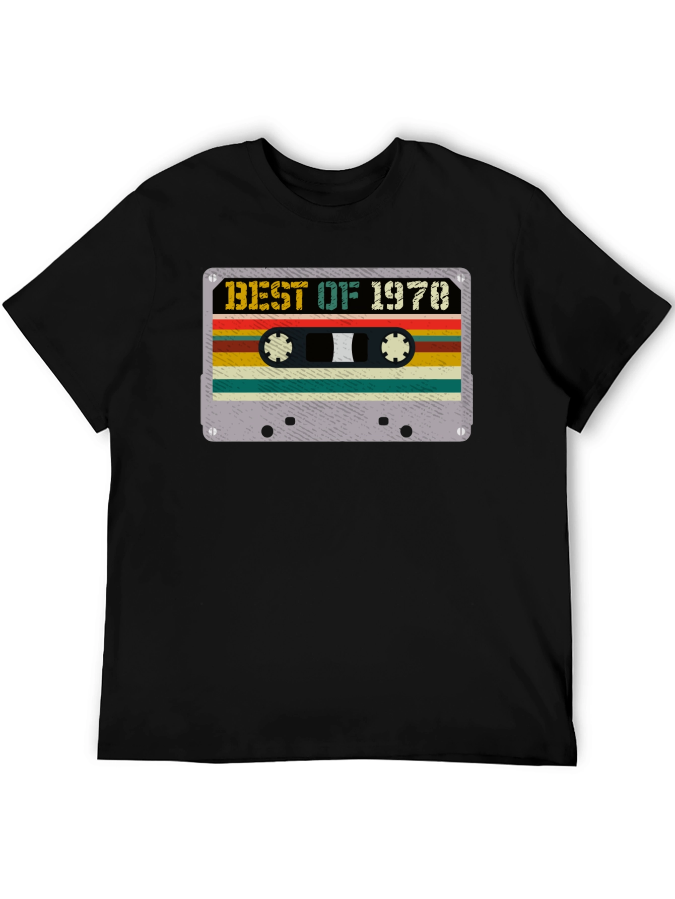 Black Best of 1970 Cassette Tape Graphic T-Shirt view 5