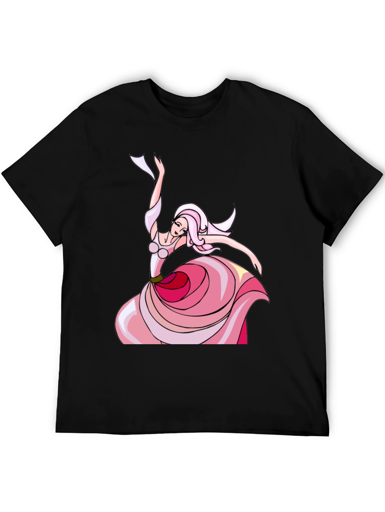 Black Elegant Dancer Graphic Tee - Black Cotton view 5