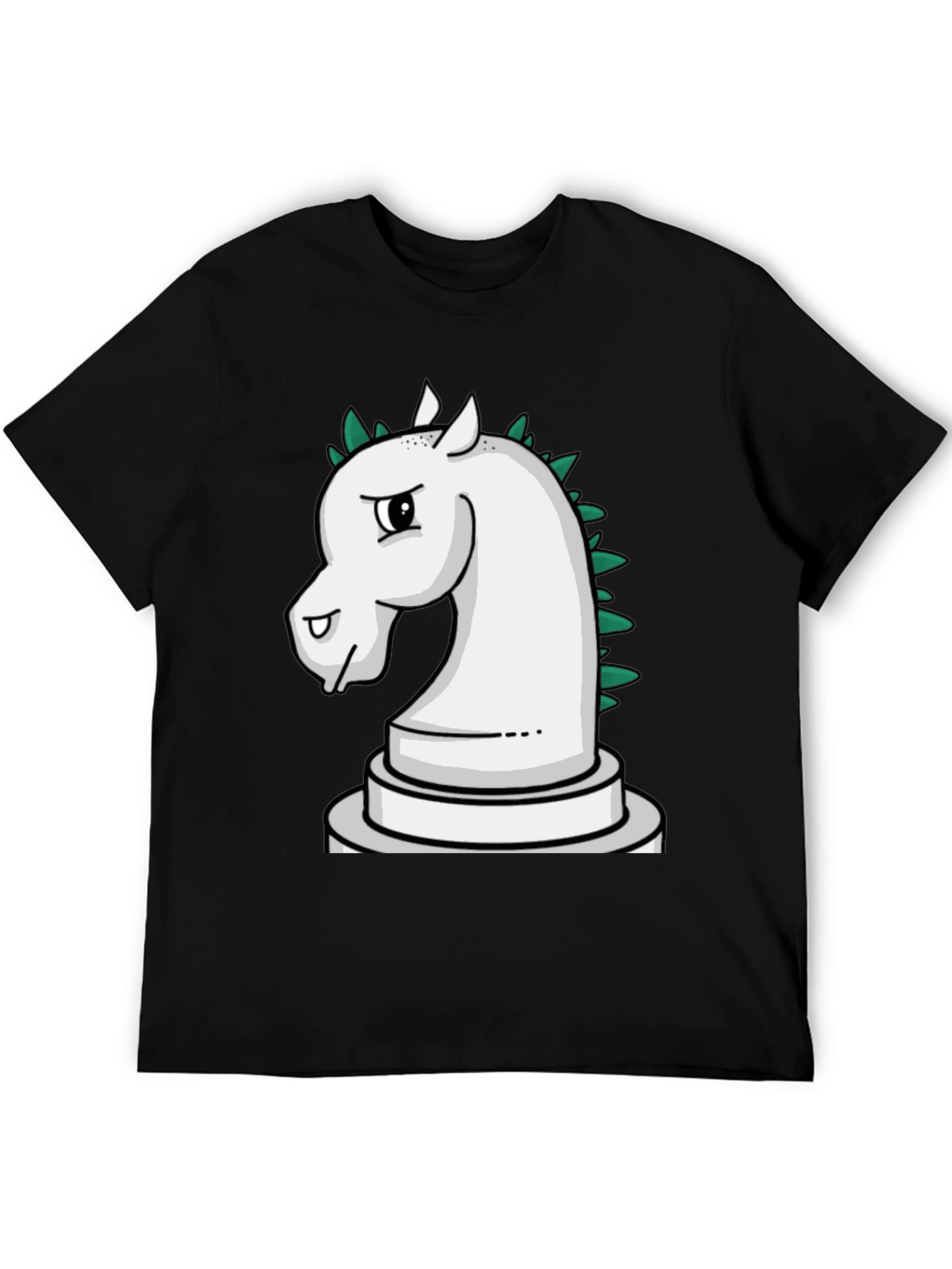 Black Chess Knight T-Shirt - Unique Cartoon Design view 5