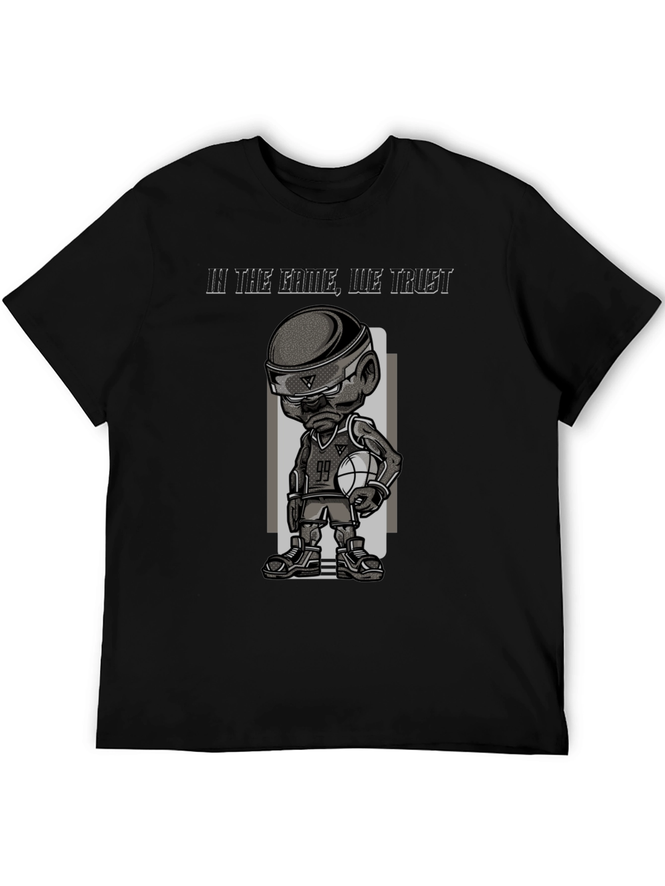 Black Basketball Cartoon Graphic T-Shirt - In The Game We Trust view 5