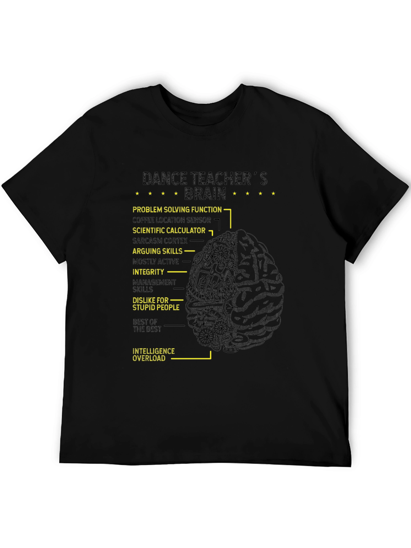 Black Dance Teacher's Brain T-Shirt view 5