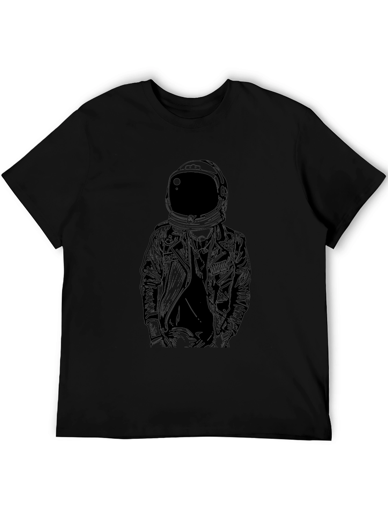 Black Astronaut Leather Jacket Graphic Tee - Black view 5