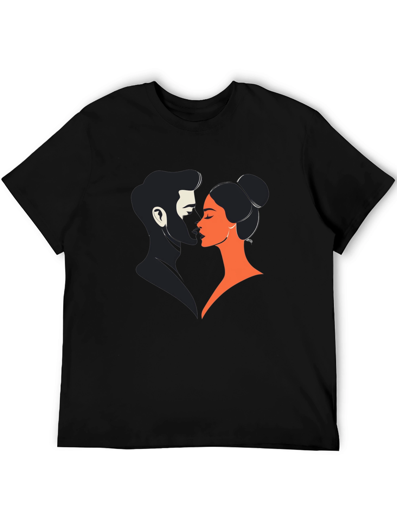 Black Romantic Couple Graphic Tee - Black view 5