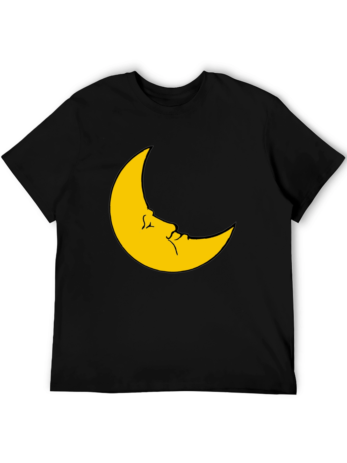 Black Moon Face Graphic Tee - Soft Black T-Shirt view 5