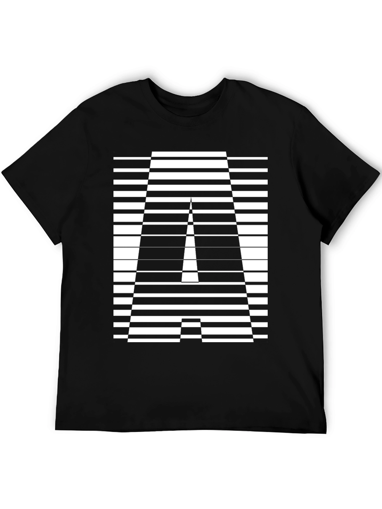 Black Geometric Optical Illusion "A" Graphic T-Shirt view 5