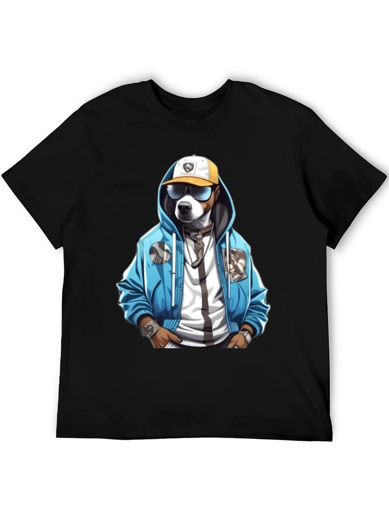 Black Dog in Hoodie Graphic Tee - Cool Streetwear Style view 5