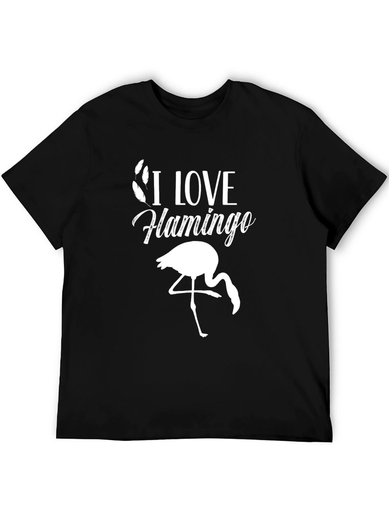 Black I Love Flamingo T-Shirt - Black Cotton Graphic Tee view 5