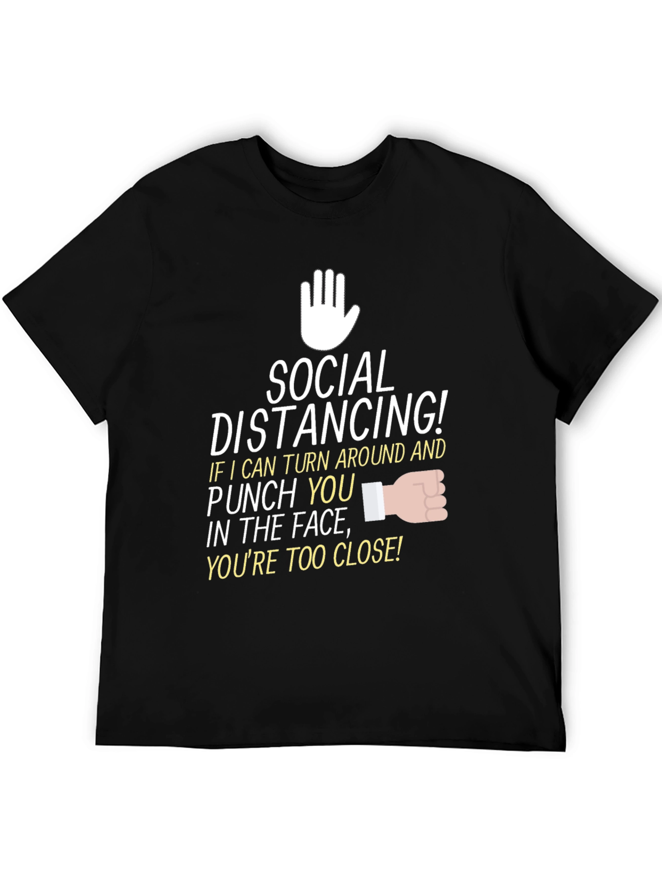 Black Social Distancing Graphic Tee - Punch You Close Funny view 5
