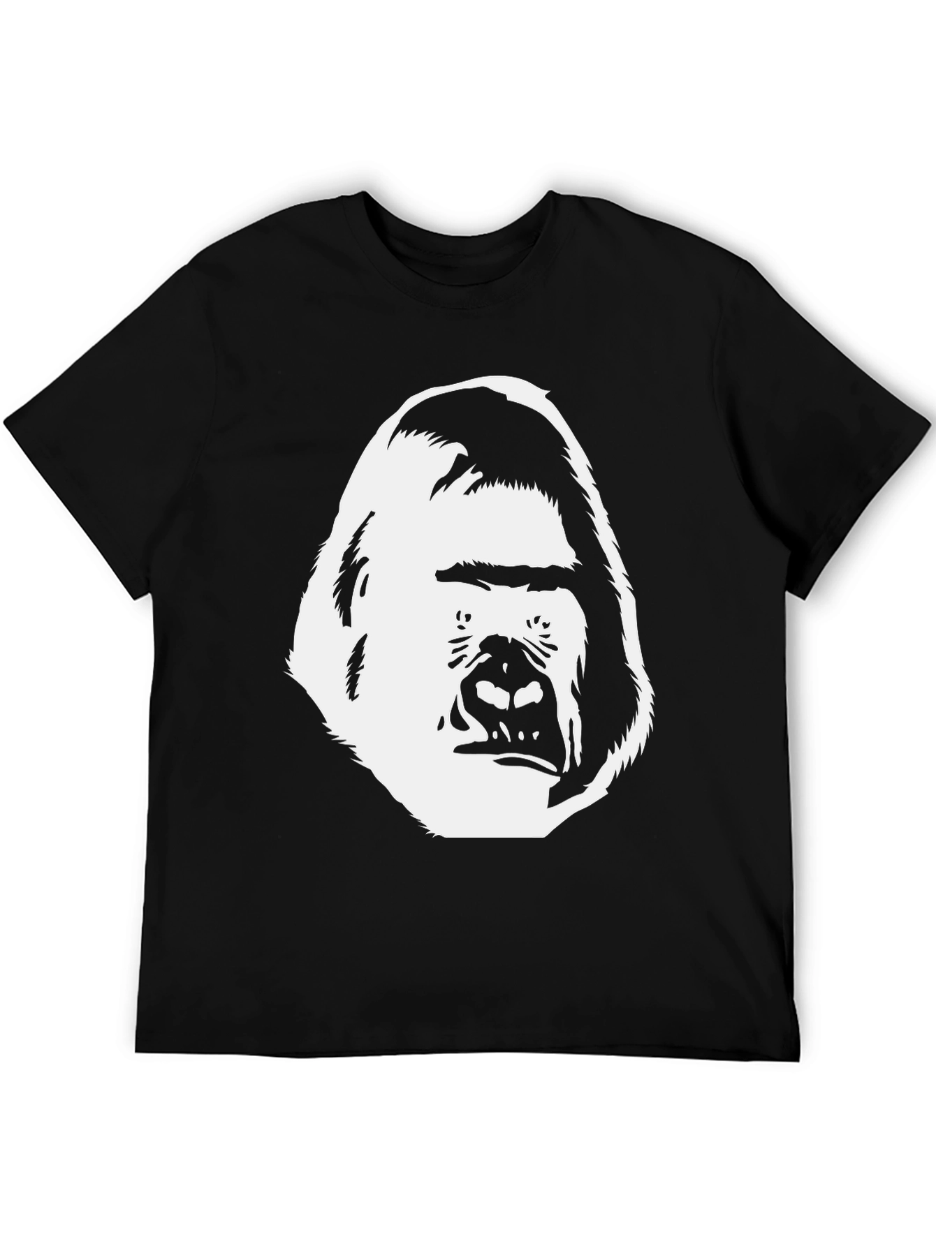 Black Gorilla Face Graphic Tee - Black Cotton T-Shirt view 5