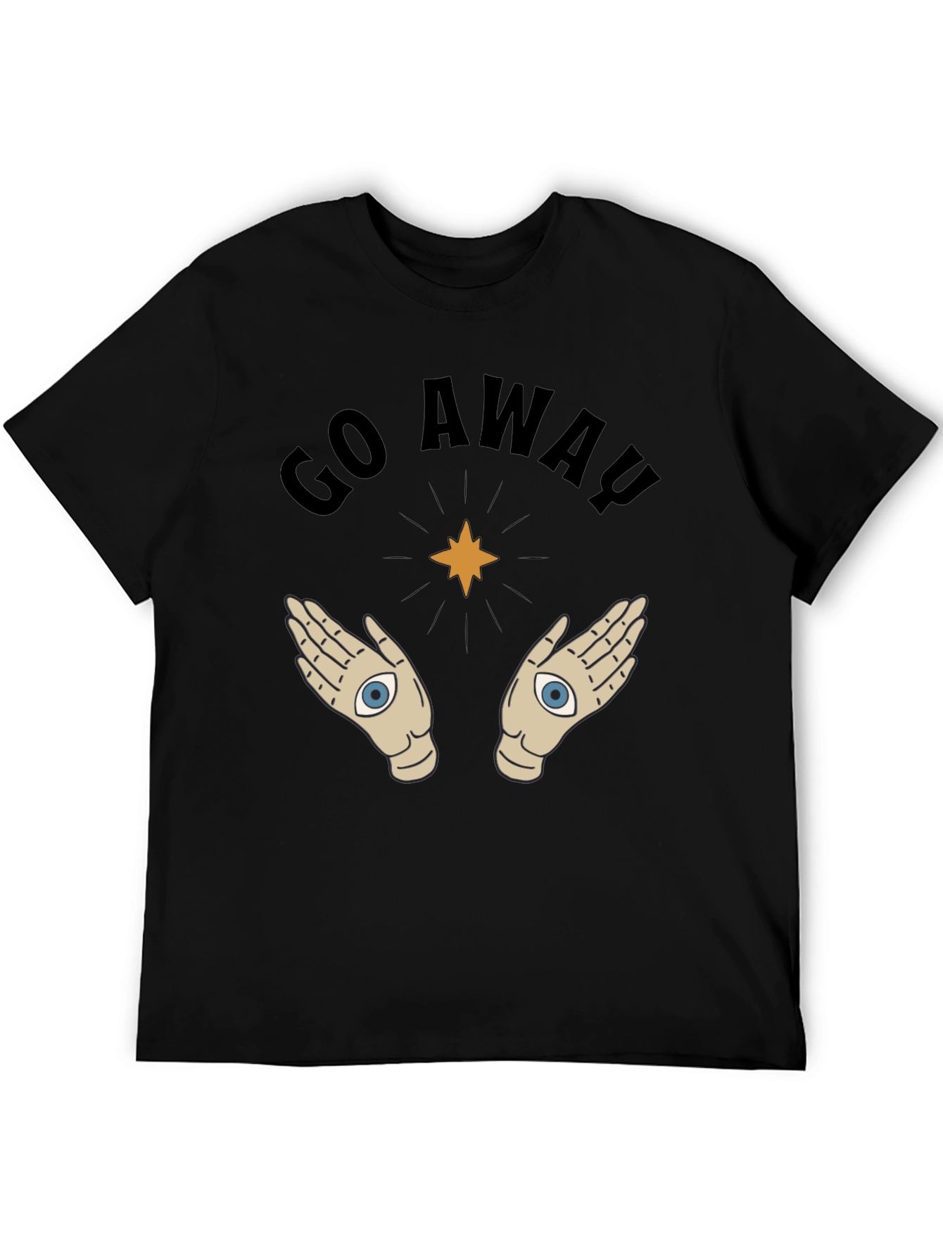 Black Go Away T-Shirt with Mystic Hands Graphic view 5