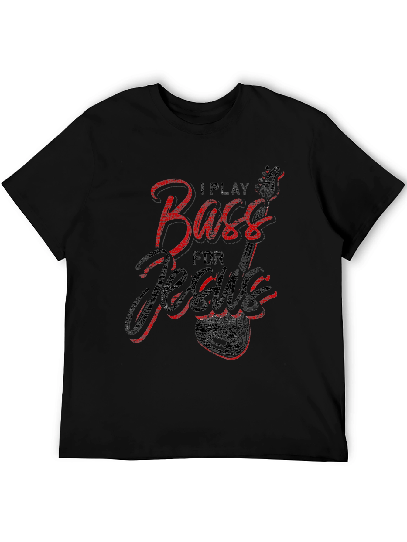 Black I Play Bass for Jesus Black T-Shirt view 5