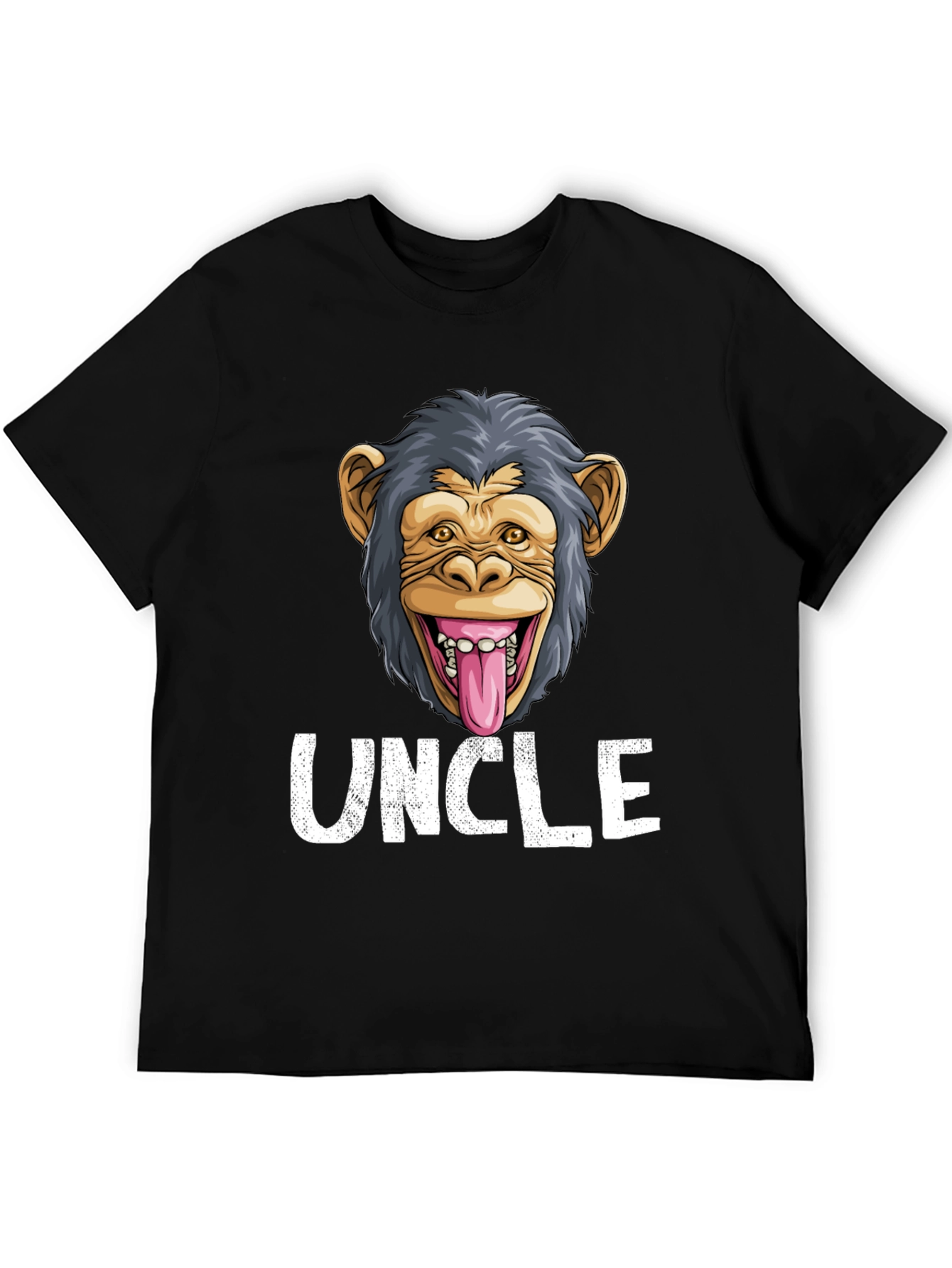 Black Uncle Monkey Face Graphic T-Shirt - Funny Tee view 5