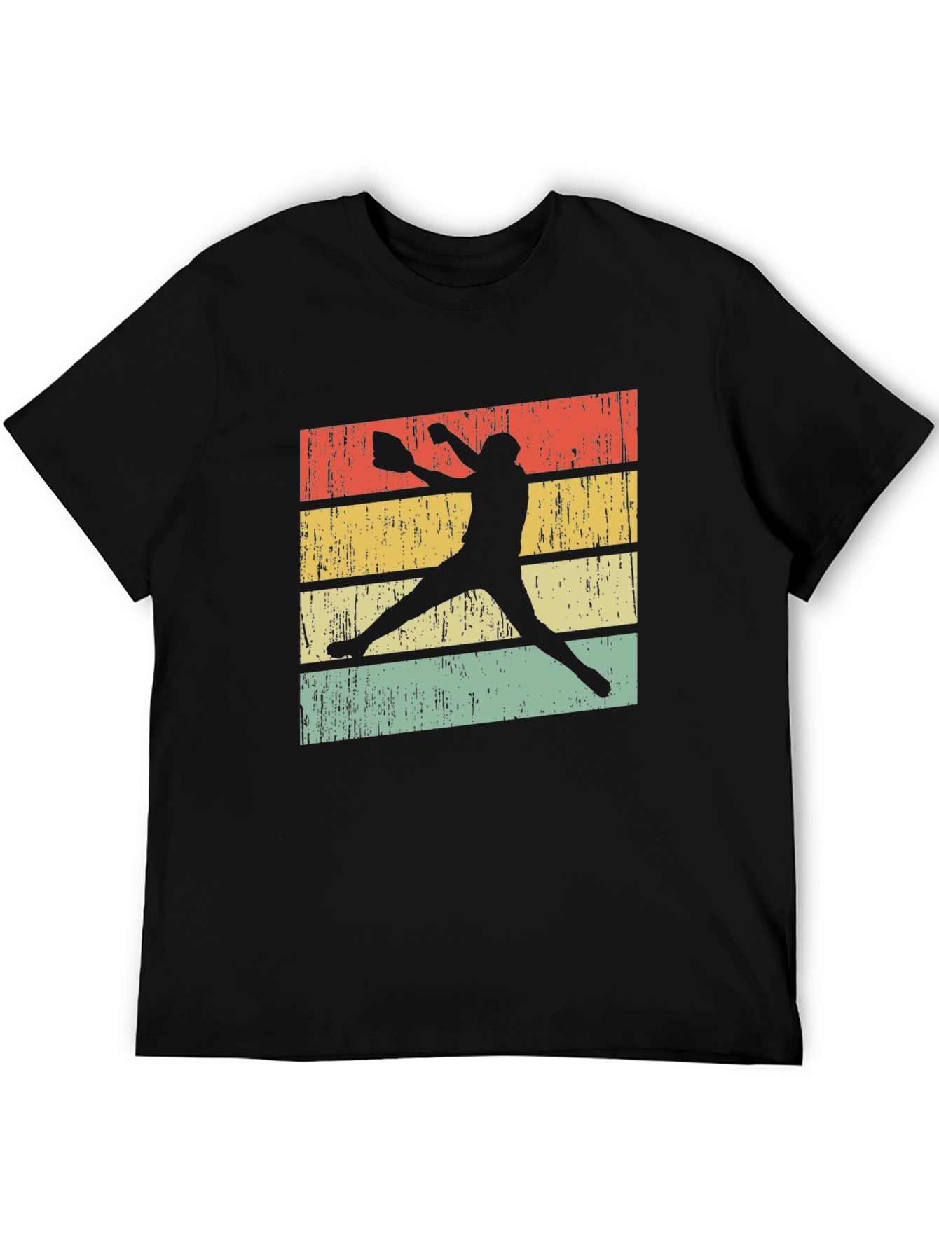 Black Vintage Softball Player T-Shirt view 5