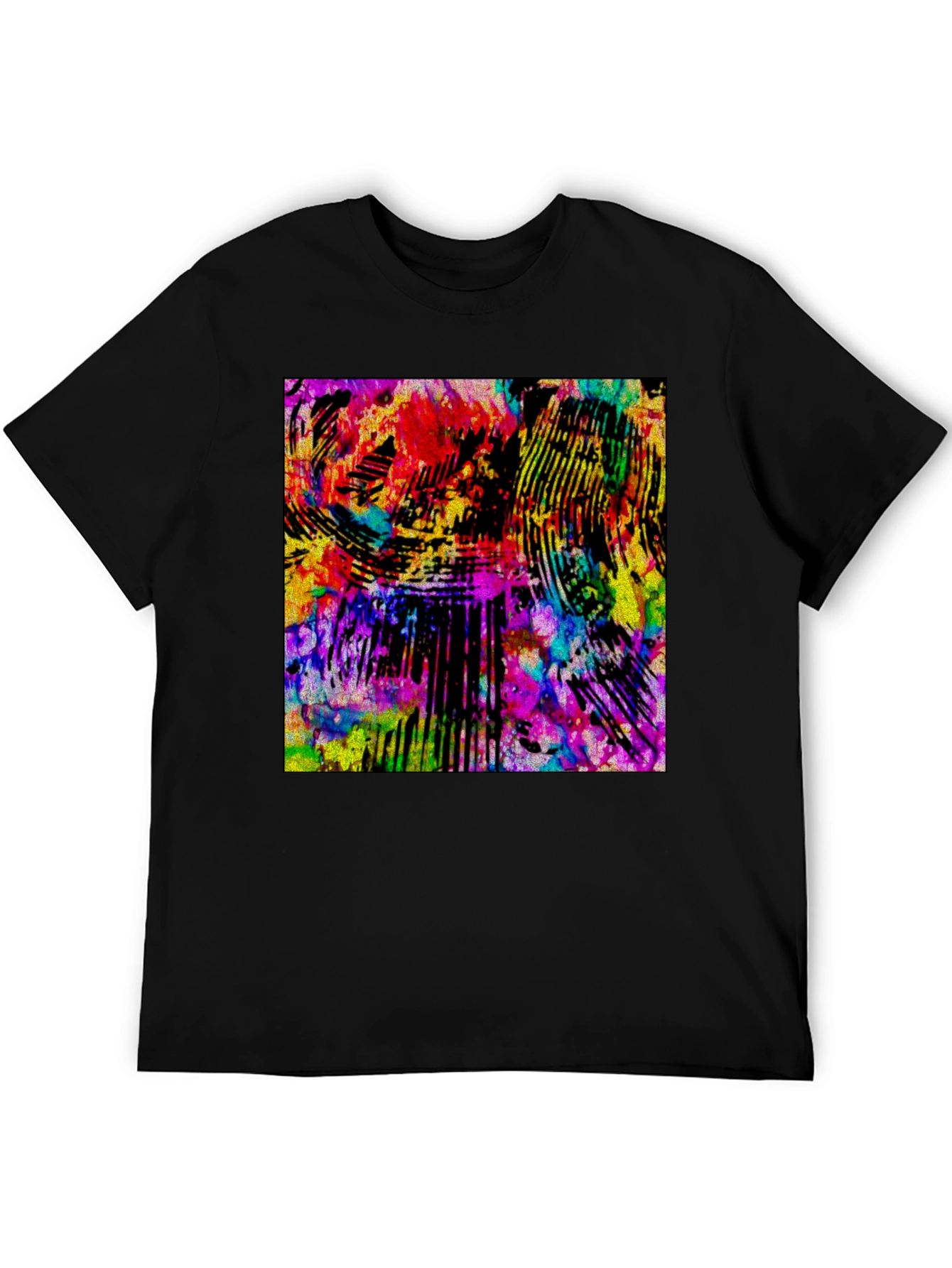 Black Abstract Art Graphic Print Black T-Shirt view 5
