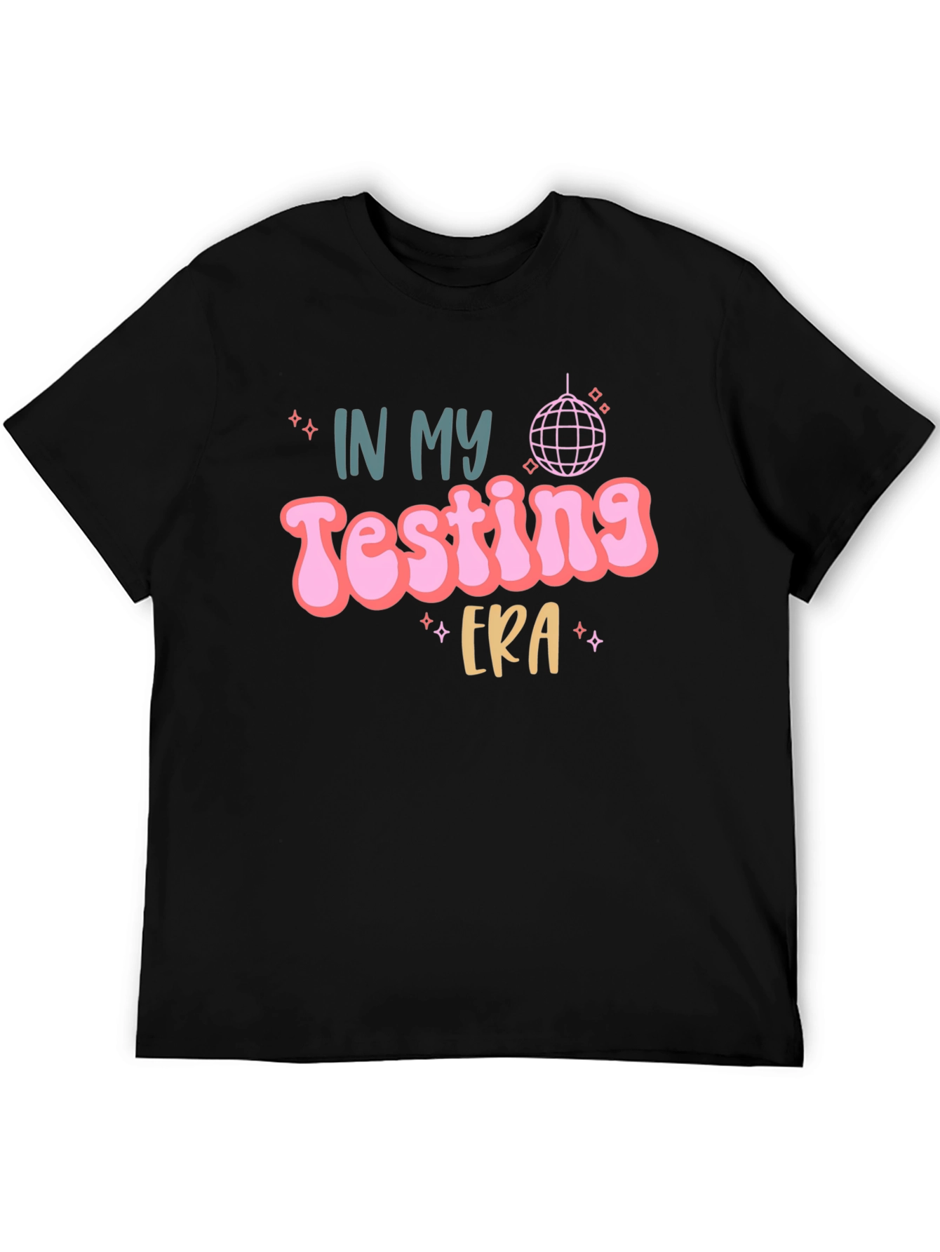 Black Testing Era Graphic Tee - Black Cotton T-Shirt view 5
